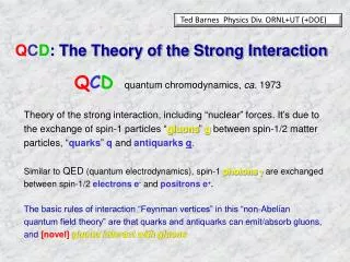 Q C D : The Theory of the Strong Interaction