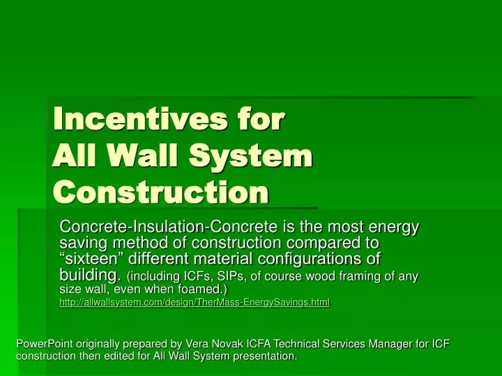 incentives for all wall system construction