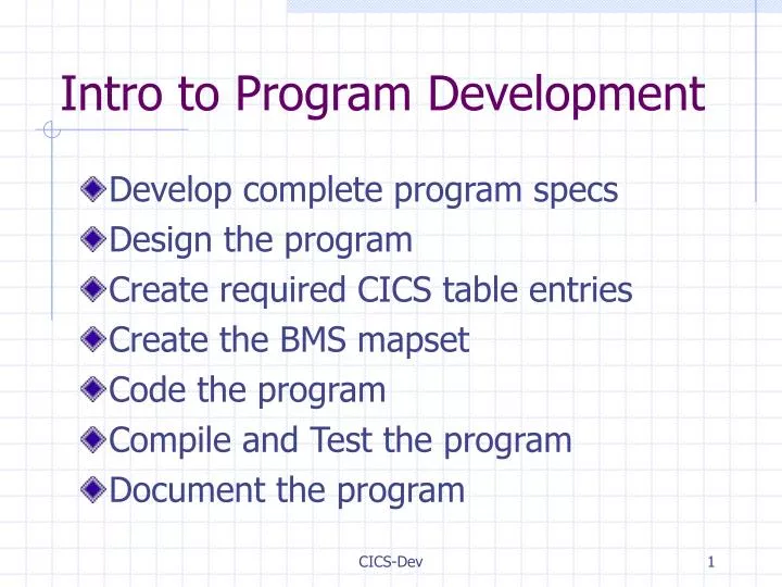 intro to program development