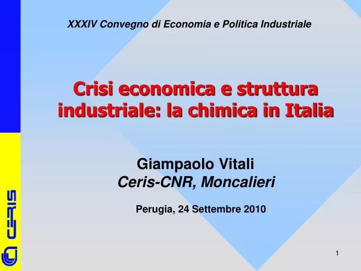 crisi economica e struttura industriale la chimica in italia