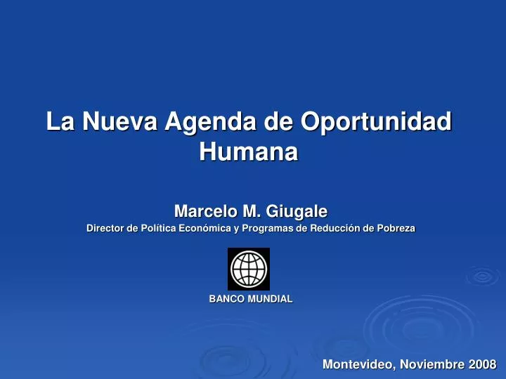 la nueva agenda de oportunidad humana