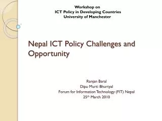 Nepal ICT Policy Challenges and Opportunity