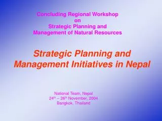 Strategic Planning and Management Initiatives in Nepal