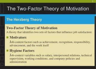 The Two-Factor Theory of Motivation