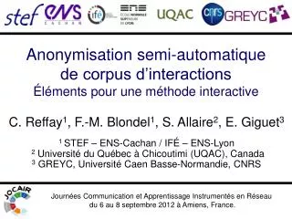 anonymisation semi automatique de corpus d interactions l ments pour une m thode interactive