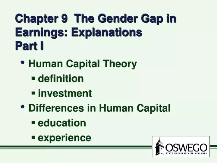 chapter 9 the gender gap in earnings explanations part i