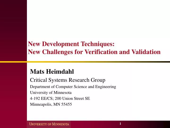 new development techniques new challenges for verification and validation