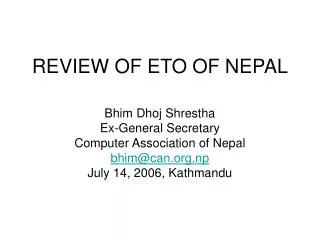 REVIEW OF ETO OF NEPAL