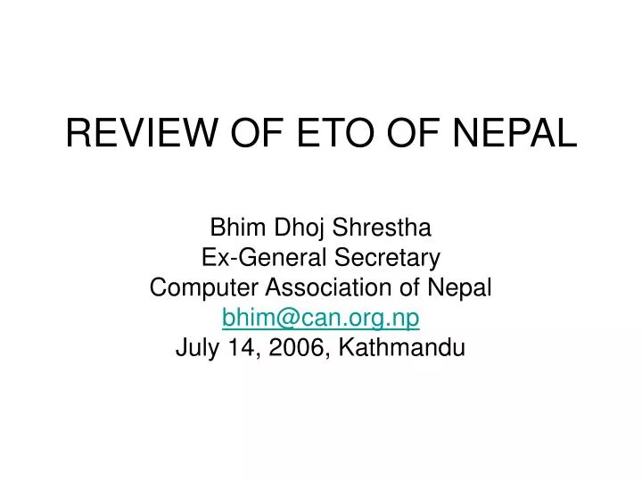 review of eto of nepal