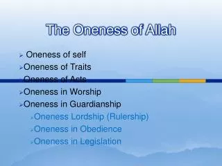 The Oneness of Allah