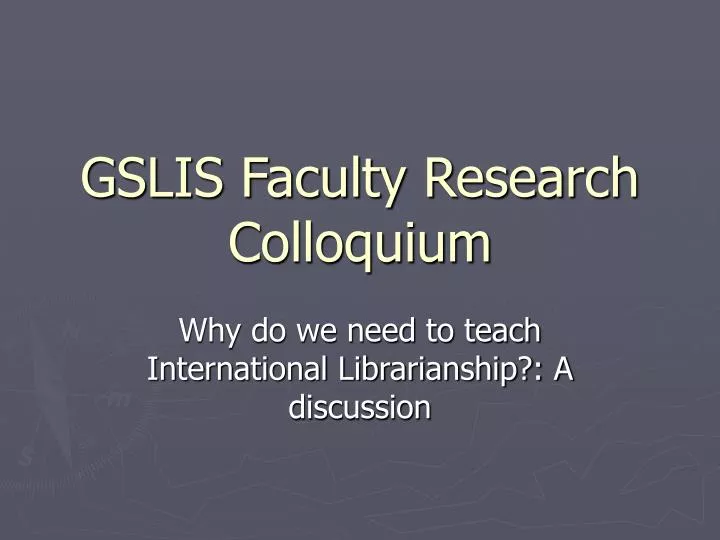 gslis faculty research colloquium