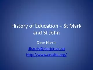 History of Education – St Mark and St John