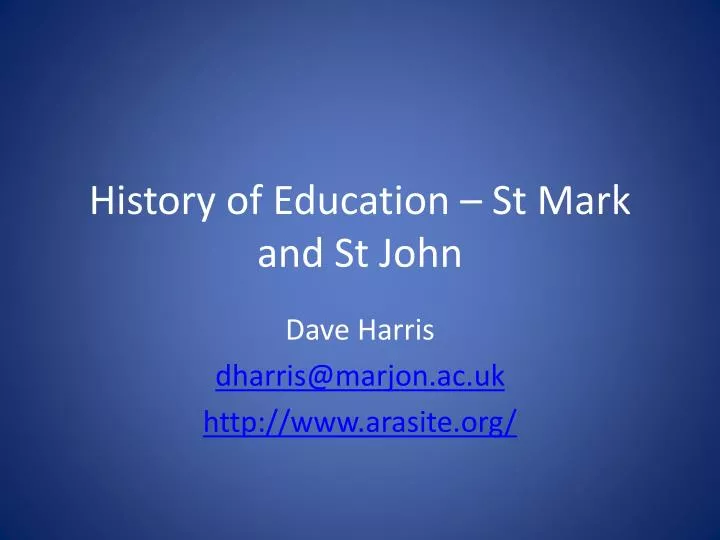 history of education st mark and st john