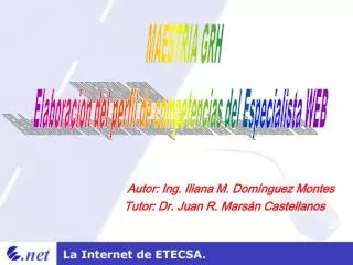 MAESTRIA GRH Elaboración del perfil de competencias del Especialista WEB