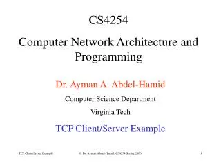CS4254 Computer Network Architecture and Programming