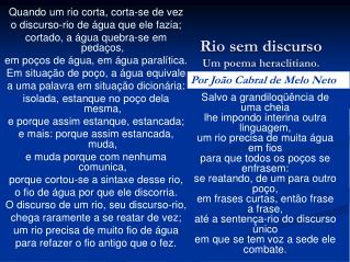 Rio sem discurso Um poema heraclitiano .