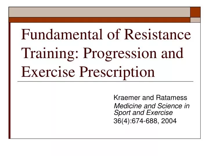 fundamental of resistance training progression and exercise prescription