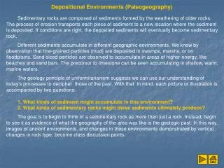 Depositional Environments (Paleogeography)
