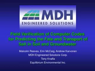 Field Verification of Computer Codes for Predicting the Fate and Transport of Salt in Soil and Groundwater
