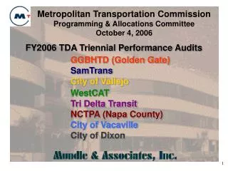 FY2006 TDA Triennial Performance Audits