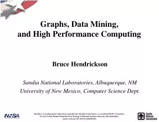 Graphs, Data Mining, and High Performance Computing