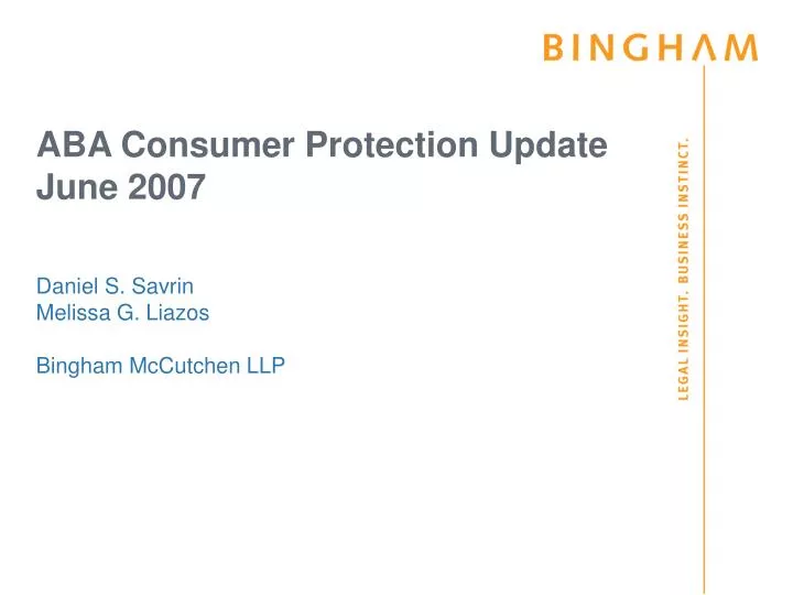 aba consumer protection update june 2007
