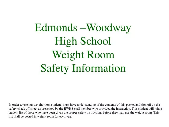 edmonds woodway high school weight room safety information