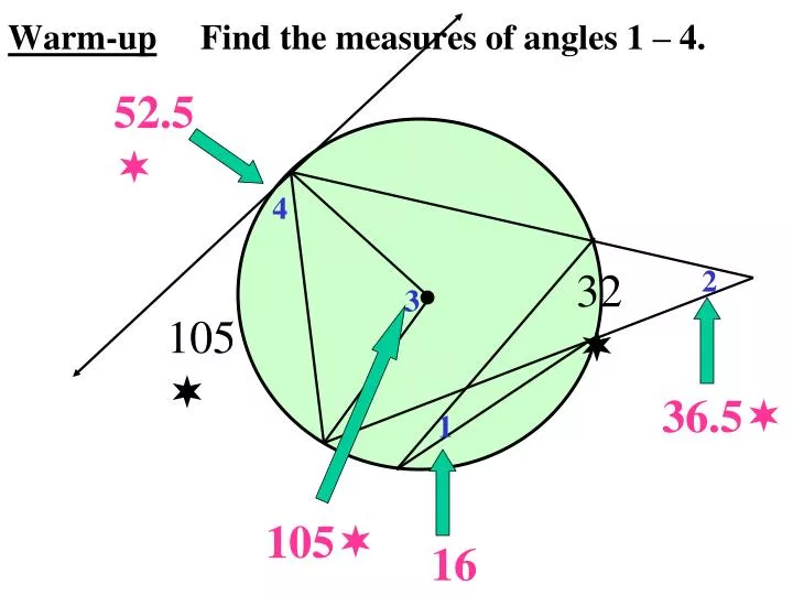 warm up find the measures of angles 1 4