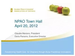NPAO Town Hall April 20, 2012