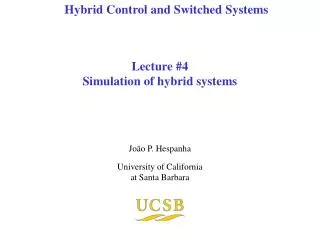 Lecture #4 Simulation of hybrid systems