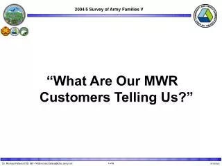 “What Are Our MWR Customers Telling Us?”