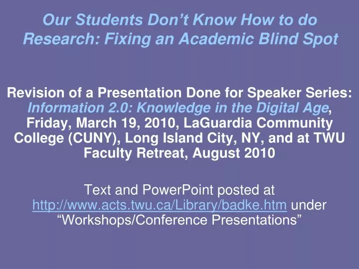 our students don t know how to do research fixing an academic blind spot
