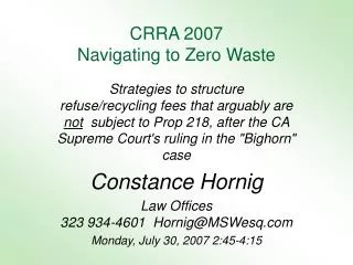 CRRA 2007 Navigating to Zero Waste