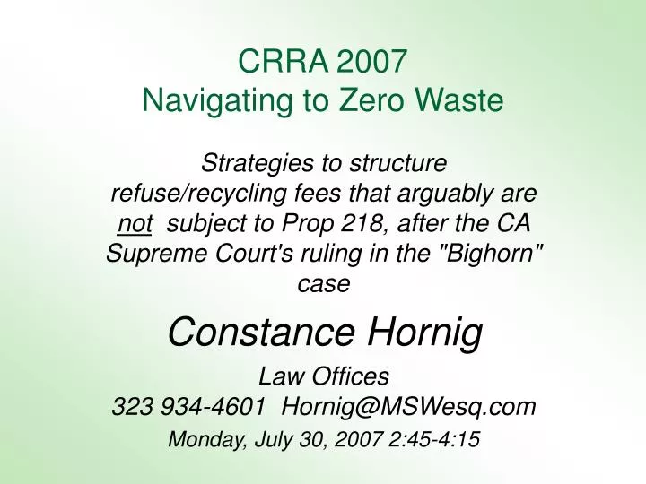 crra 2007 navigating to zero waste