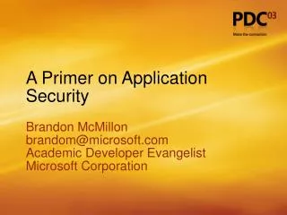 A Primer on Application Security