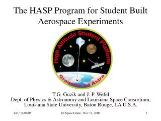 The HASP Program for Student Built Aerospace Experiments