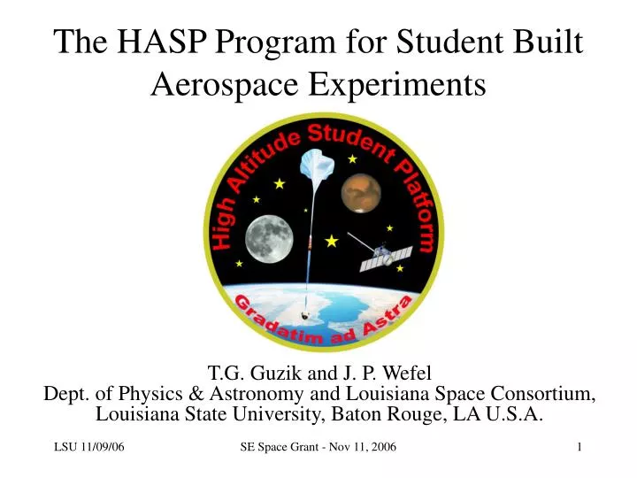 the hasp program for student built aerospace experiments