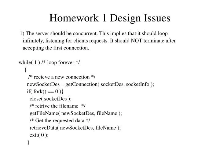 homework 1 design issues