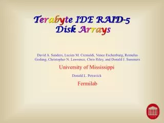 T e r a b y t e IDE RAID-5 Disk A r r a y s