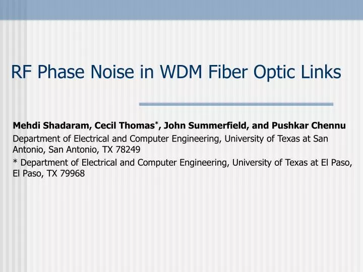 rf phase noise in wdm fiber optic links