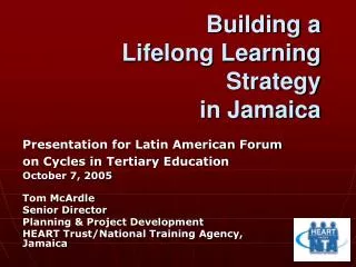 Building a Lifelong Learning Strategy in Jamaica
