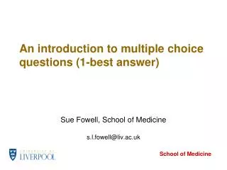 An introduction to multiple choice questions (1-best answer)