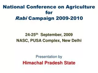 National Conference on Agriculture for Rabi Campaign 2009-2010