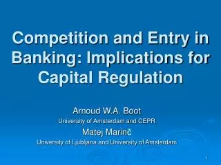 Competition and Entry in Banking: Implications for Capital Regulation