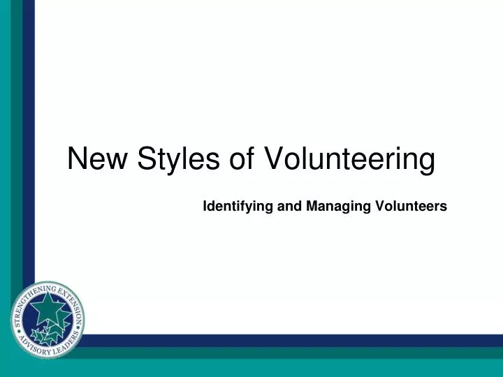 new styles of volunteering