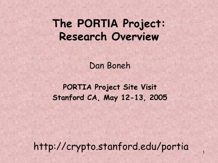 the portia project research overview