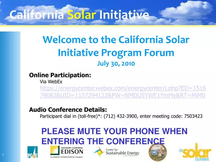 welcome to the california solar initiative program forum july 30 2010