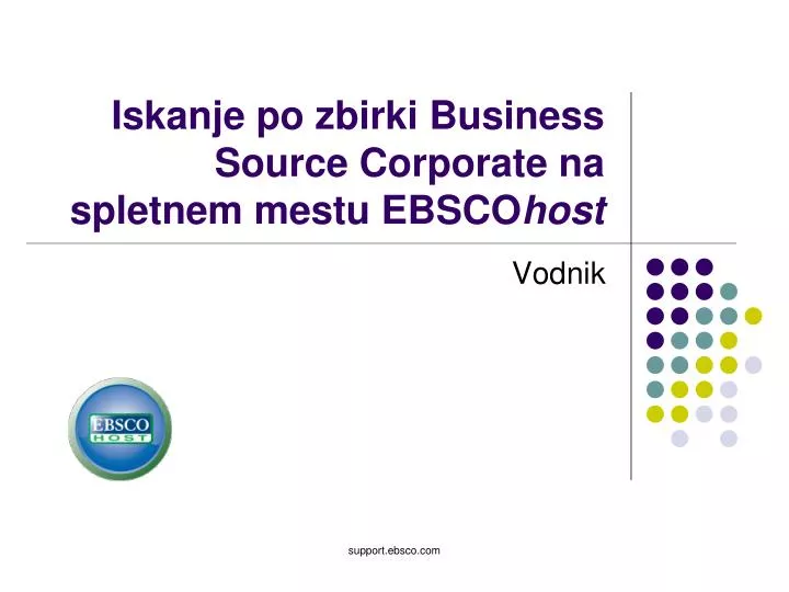 iskanje po zbirki business source corporate na spletnem mestu ebsco host