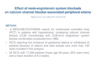 Effect of renin-angiotensin system blockade on calcium channel blocker-associated peripheral edema Makani H et al. Am