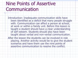 Nine Points of Assertive Communication